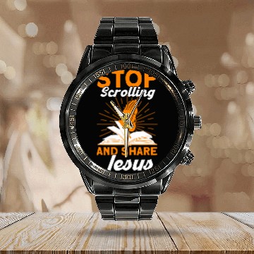 Discover Stop Scrolling And Share Jesus Bible Study Christian Calendar Steel Band Watch