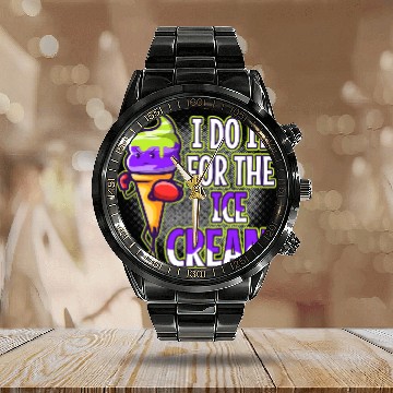 Discover I Do It For The Ice Cream Calendar Steel Band Watch