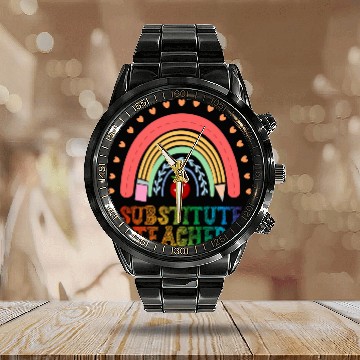 Discover Substitute Teacher Rainbow Substitute Teaching Calendar Steel Band Watch