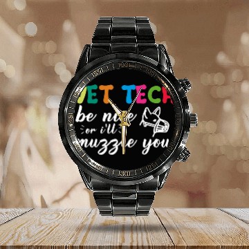 Discover Vet Tech Be Nice Or Ill Muzzle You Funny Veterinarian Calendar Steel Band Watch