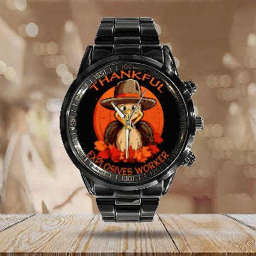 Discover Explosives Worker Funny Thanksgiving Turkey Fall Zip Calendar Steel Band Watch