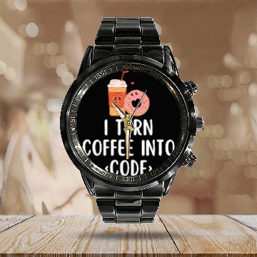 Discover Web Developer Website Programmer Coder Coffee Lover Calendar Steel Band Watch