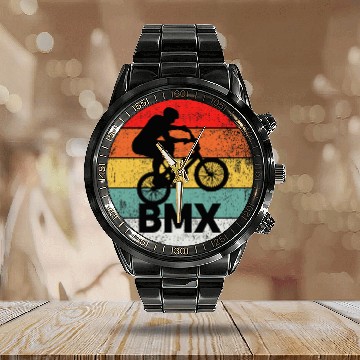Discover BMX Biker Rider Biking Calendar Steel Band Watch