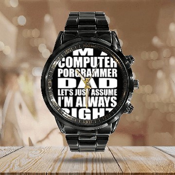 Discover Funny Coder Software Engineer Programming Programmer Dad Calendar Steel Band Watch