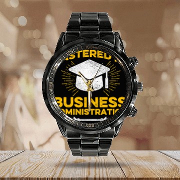 Discover MBA Student Mastered Business Degree Graduation Calendar Steel Band Watch