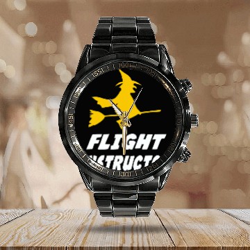 Discover Flight Instructor Witch Flying Fly Halloween Funny Pilot Baseball Tees Calendar Steel Band Watch