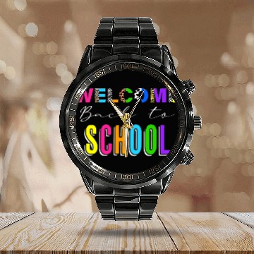Discover Welcome Back To School Teacher First Day Learning Teaching Calendar Steel Band Watch