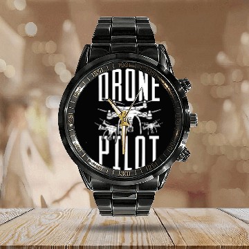 Discover Quadcopter Drone Pilot Calendar Steel Band Watch