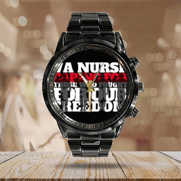 Discover VA nurses Caring for those who fought for our freedom Baseball Tees Calendar Steel Band Watch