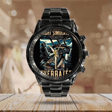 Discover Flight Simulator Aviation Console Pilot Flight Simulation 5 Calendar Steel Band Watch