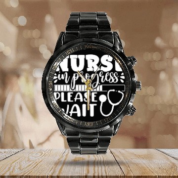 Discover nurses In Progress Nursing Student School Funny Inspiration Baseball Tees Calendar Steel Band Watch