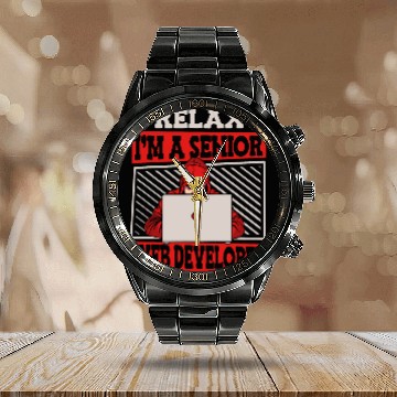 Discover Web Developer Senior Websites Coder Programmer Web Dev Calendar Steel Band Watch