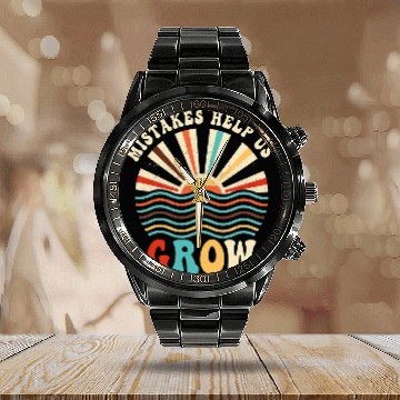 Discover groovy growth mindset positive teachers back to school Calendar Steel Band Watch