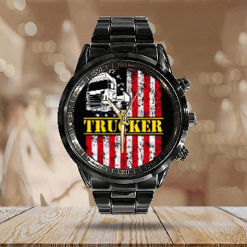 Discover Trucker Funny Truck Driver 46 Calendar Steel Band Watch