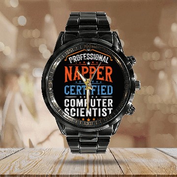 Discover Funny Data Programmer Retro Certified Computer Scientist Calendar Steel Band Watch