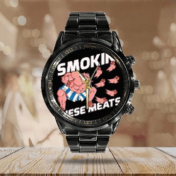 Discover Smokin These Meats Pork Karate Delicious Ham Calendar Steel Band Watch