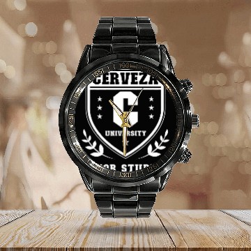 Discover Funny CERVEZA UNIVERSITY Honor Student Calendar Steel Band Watch