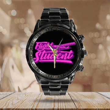 Discover Flight Student vintages Student Pilot Aviation Training Women Zip Calendar Steel Band Watch