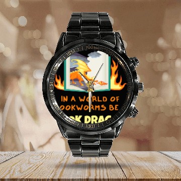 Discover Book Dragon Design Librarian Book Lovers 1 Baseball Tees Calendar Steel Band Watch