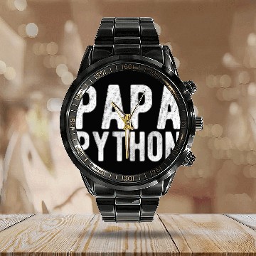 Discover Papa Python Programmer Calendar Steel Band Watch