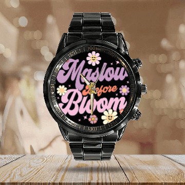 Discover Maslow Before Bloom Psychology Basic Human Needs SPED Calendar Steel Band Watch