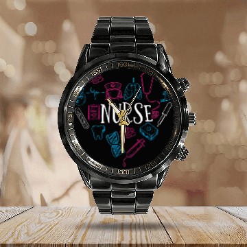 Discover nurses Love Nursing Student RN Life 1 Calendar Steel Band Watch