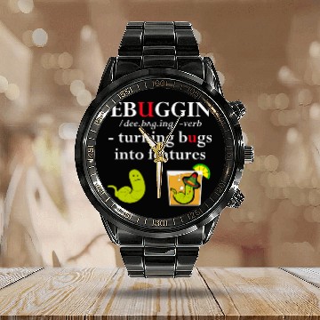 Discover Funny Debugging Definition Programmer Software Developer BL Calendar Steel Band Watch