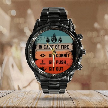 Discover In Case Of Git Commit Git Push Git Out Programmer Coder Calendar Steel Band Watch