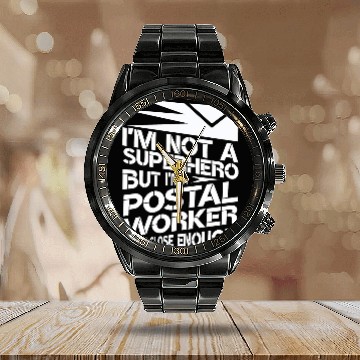 Discover Superhero Postal Worker Calendar Steel Band Watch