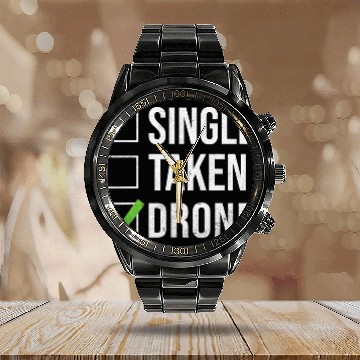 Discover Single Taken Drone Pilot Calendar Steel Band Watch