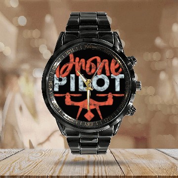 Discover Funny Drone Pilot Quadcopter Calendar Steel Band Watch