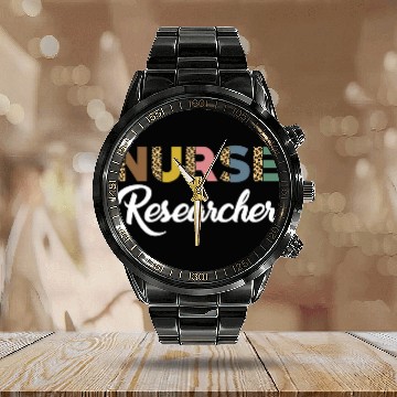 Discover nurses Researcher Leopard Pattern Love Nursing Research Calendar Steel Band Watch