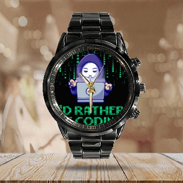 Discover Id Rather Be Coding Computer Programming Educational Calendar Steel Band Watch