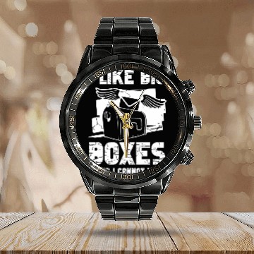 Discover I like big boxes and I cannot lie for Mailman Postal worker 2 Calendar Steel Band Watch