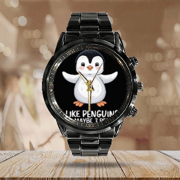 Discover I Like Penguins Maybe 3 People Calendar Steel Band Watch