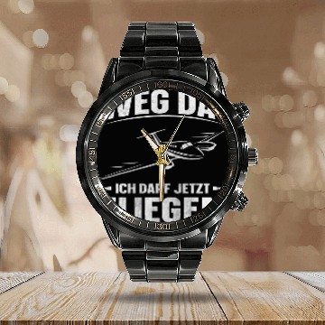 Discover Ich kann Fliegen flight ticket pilot pass Baseball Tees Calendar Steel Band Watch