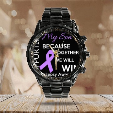 Discover Supporting my Son Epilepsy Awareness Calendar Steel Band Watch