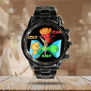 Discover Funny Electrician Electrical Engineer Calendar Steel Band Watch