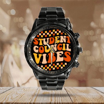 Discover Student Council Vibes Retro Groovy School Student Council 1 Calendar Steel Band Watch