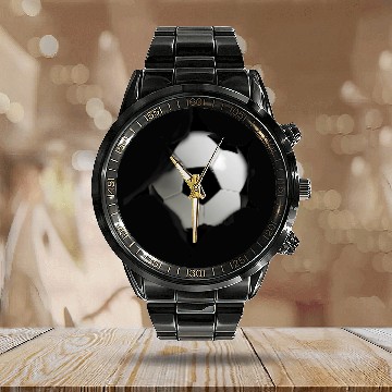 Discover Soccer Lovers Ripped Fabric Creative Design Awesome Calendar Steel Band Watch