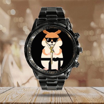 Discover Funny Hamster Wearing Sunglasses Doing Karate Baseball Tees Calendar Steel Band Watch