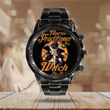 Discover nurses Practitioner By Day Witch By Night Halloween Caregiver Calendar Steel Band Watch