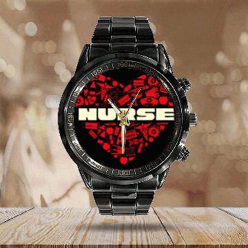 Discover nurses Love Nursing Student RN Life Calendar Steel Band Watch