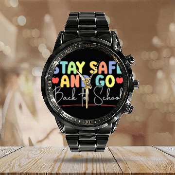 Discover Student PreK Teacher Back To School Zip Calendar Steel Band Watch