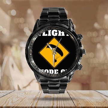 Discover Paragliding Paraglider Pilot Parachute Flight Mode On Zip Calendar Steel Band Watch