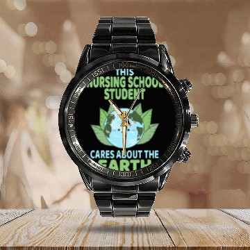 Discover Nursing School Student Earth Day Environmental Awareness Calendar Steel Band Watch