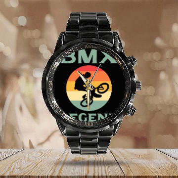 Discover BMX Legend Mountain Bike Calendar Steel Band Watch