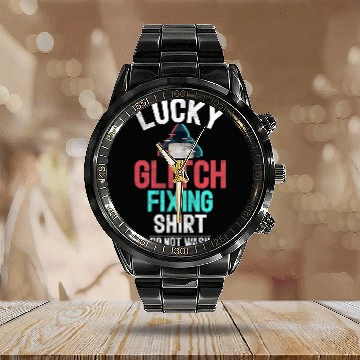 Discover Lucky Glitch Fixing Programmer Calendar Steel Band Watch