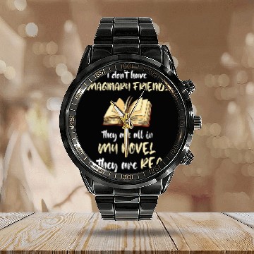 Discover Writer Writing Imaginary Friends Book Lover Reading Novel Calendar Steel Band Watch