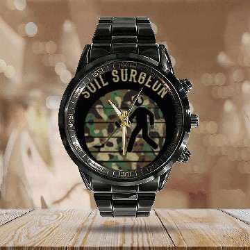 Discover Soil Surgeon Metal Detecting 1 Calendar Steel Band Watch